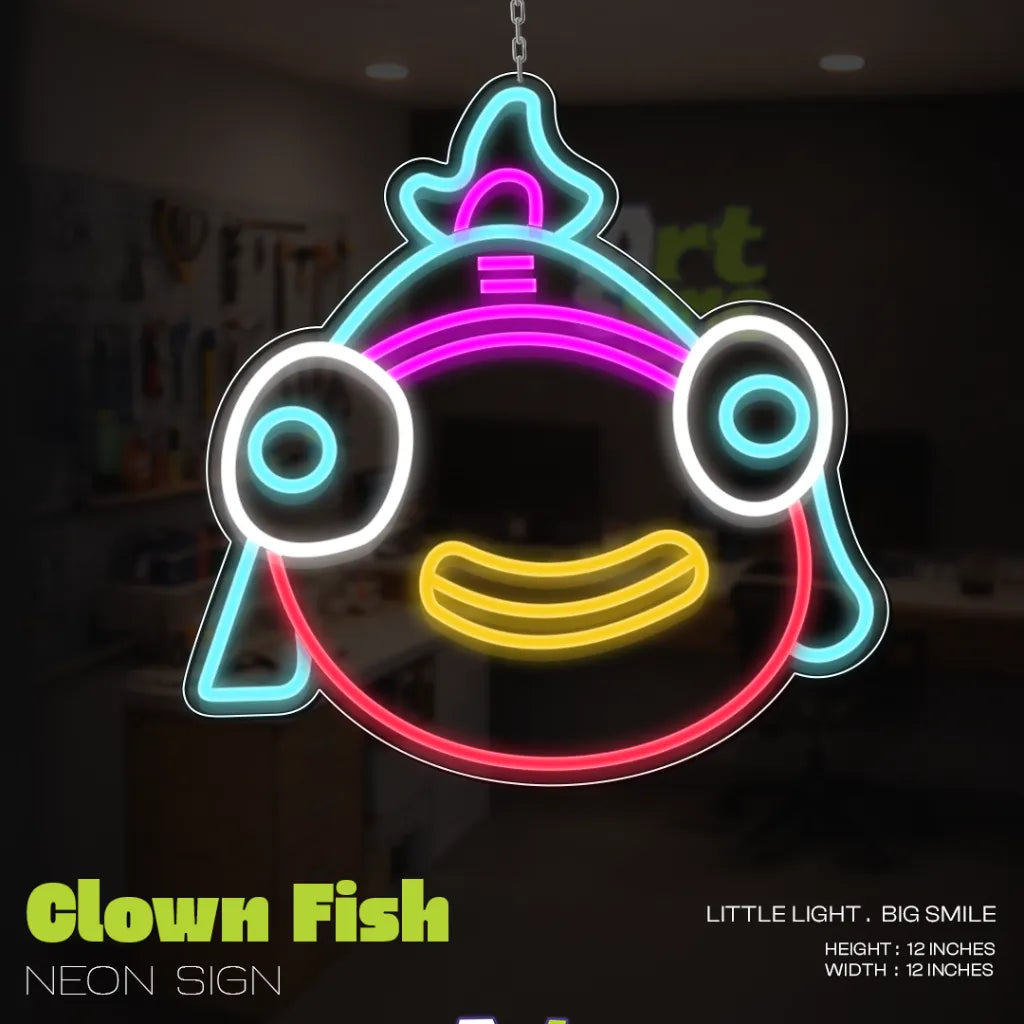Clown Fish Neon Sign Variant by Artsync - Bright Underwater Theme Room Decoration