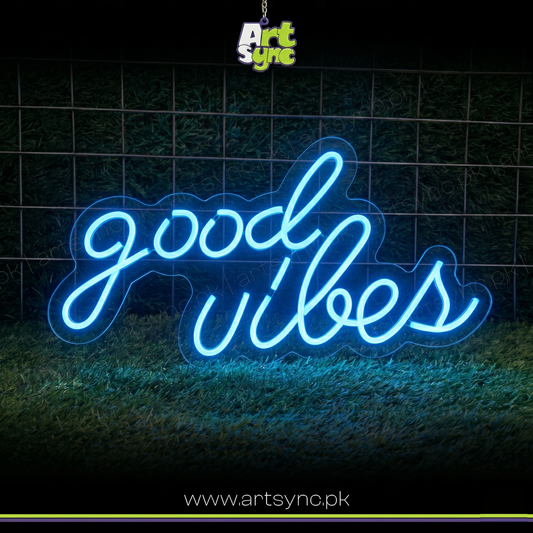 Good Vibes Only Neon Sign by Artsync - Modern LED Wall Decor for Living Room